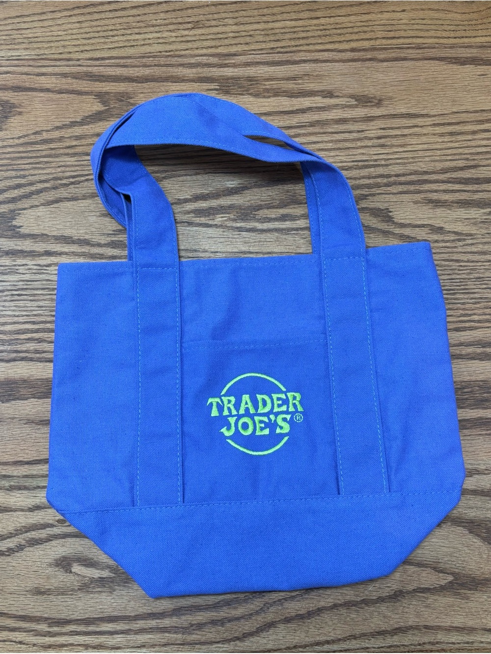 Trader Joe's Mini Canvas Reusable Tote Bag Purple with Green Lettering Halloween
